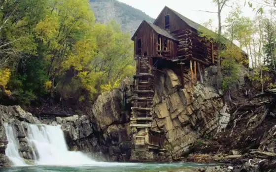 водопада, house, горах, lodge, mill, crystal, новости, природы, webshots, 