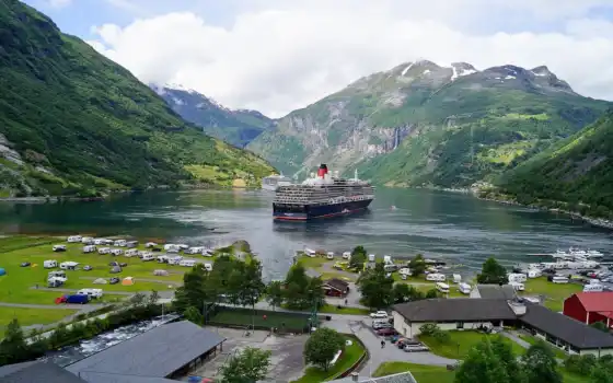 fjord, geiranger, норвегия, природа, гора