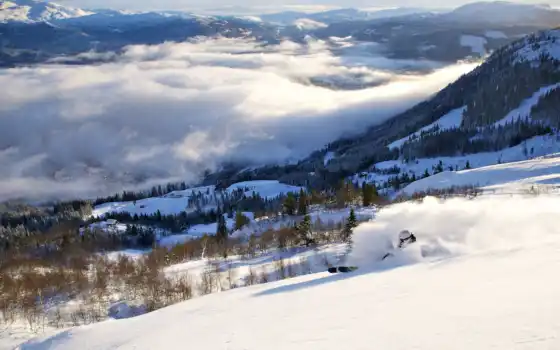 winter, гора, снег, resort, voss, норвегия, туман, ski, fjord, mobile