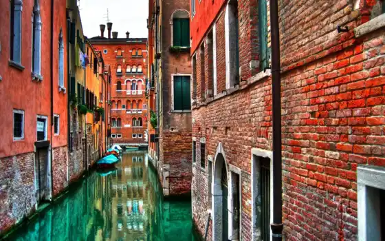 венеция, вода, италия, венецианская, дома, стена, дорога, кирпич, каналы, wallpapers, hd, 