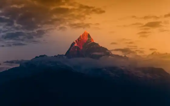 Покхара, восход, sarangkot, nepal, взгляд, himalayan, йога, аннапурна, гималаи