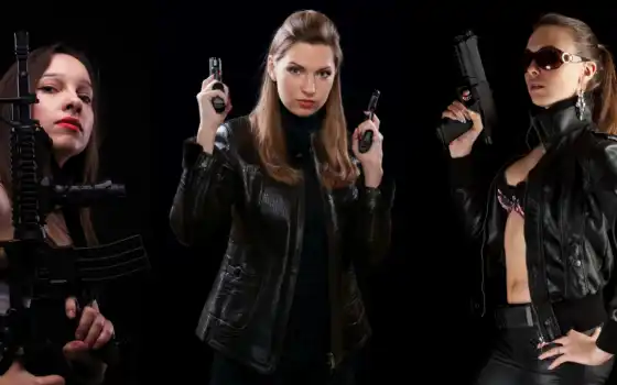 devushki, трио, оружие, пистолеты, conviction, девушка, акпп, оружием, 