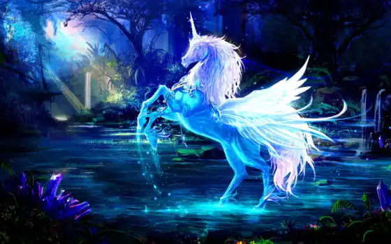 crystal, unicorn, sparkling, fantasy, art, download, 