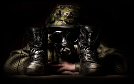 маска, солдат, газовый, апокалипсис, камуфляж