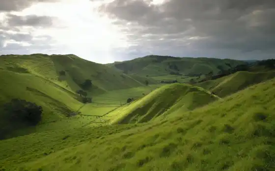 mountains, green, холмы, небо, трава, луг, поле, widescreen, desktop, nature, free, hills, new, images, 
