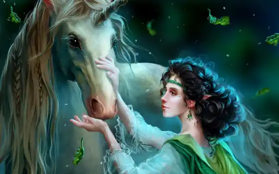 fantasy, unicorn, фэнтези, elf, сказка, uildrim, art, dreamer, wild, fairytale, girl, menina, parede, papéis, unicórnio, fantasía, best, кнопкой, 