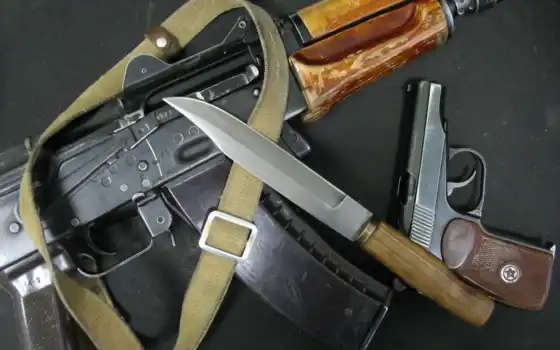 оружие, автомат, АК-47, Калашников, пистолет, ПМ, Макарова, нож