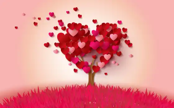 день, святая, valentine, сердце, февраль, love, дерево, лепесток, decoration, розовый