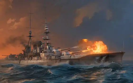 ishizuchi, battleship, world, warships, кораблей, дым, water, wows, wargaming, 