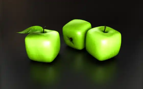квадратные, яблоки, необычные, 