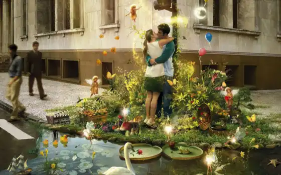 love, kissing, couple, код, que, цветы, amor, улица, 