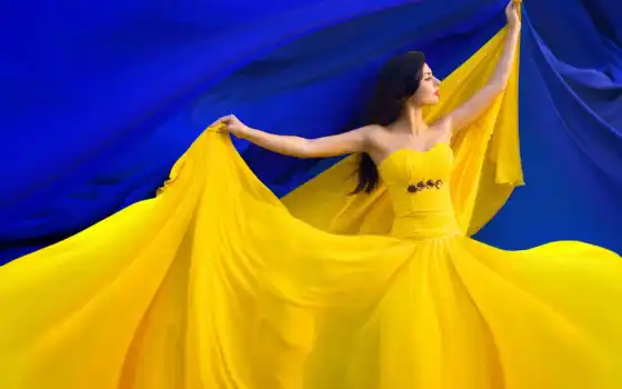 ukraine, флаг, девушка, красиво, украина, 