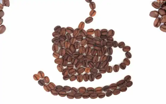 coffee, чашка, зерен, кофейных, блюдце, beans, made, background, white, еда, picsfab, stok, зерна, 