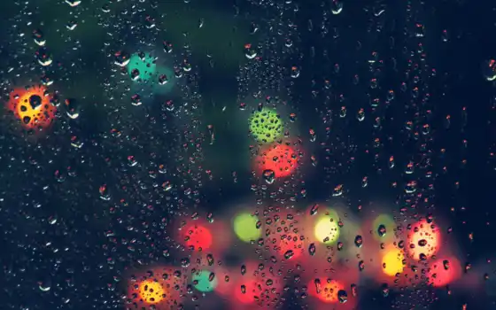 дождь, капли, glass, стекле, дождя, блики, 