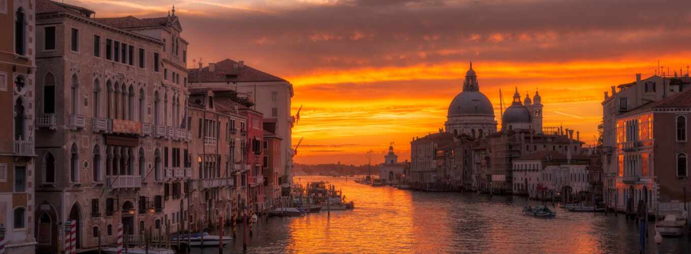 закат, вода, венеция