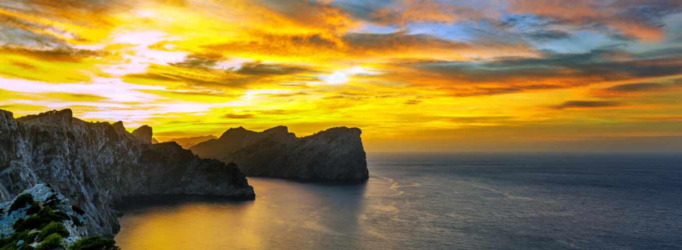 закат, море, шапка, испания, mallorca, formentor