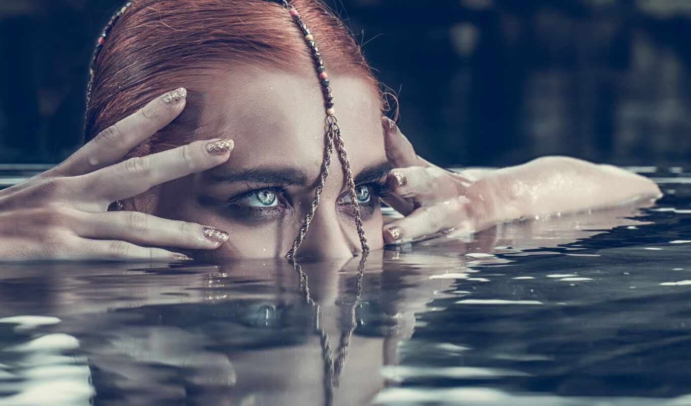 black, girl, white, woman, red, water, eyes, young, arm
