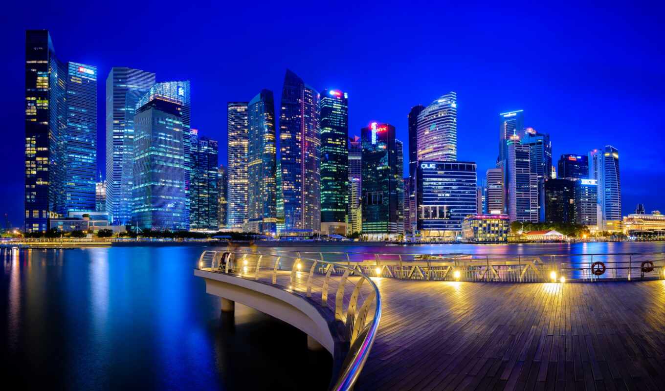 tapety, pulpit, miasto, które, darmowe, noc, singapur, chmur, drapacze, wieżowce