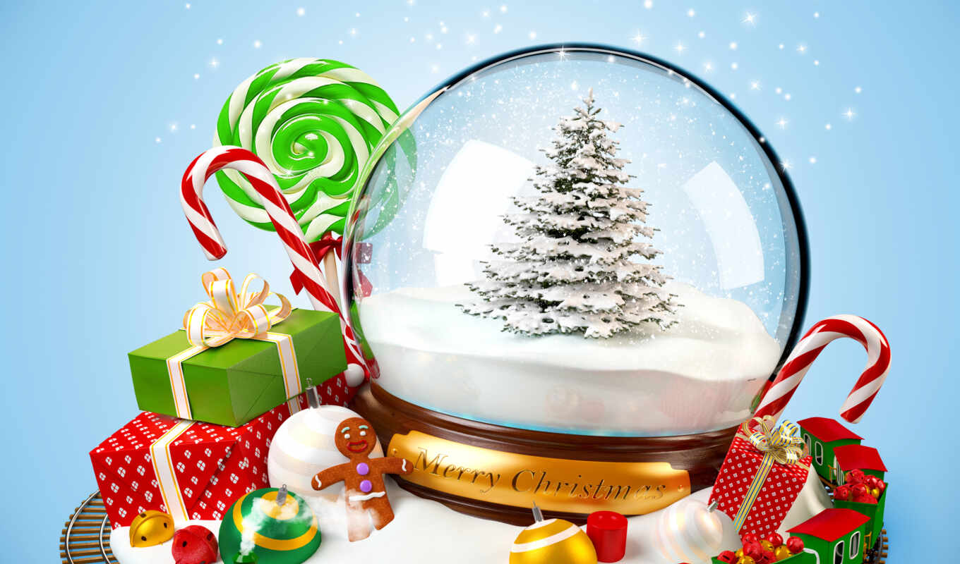 игрушки, дерево, иней, new, год, шар, сувениры, праздники, дед, новогодней, подарками, ёлкой, railroad, санях