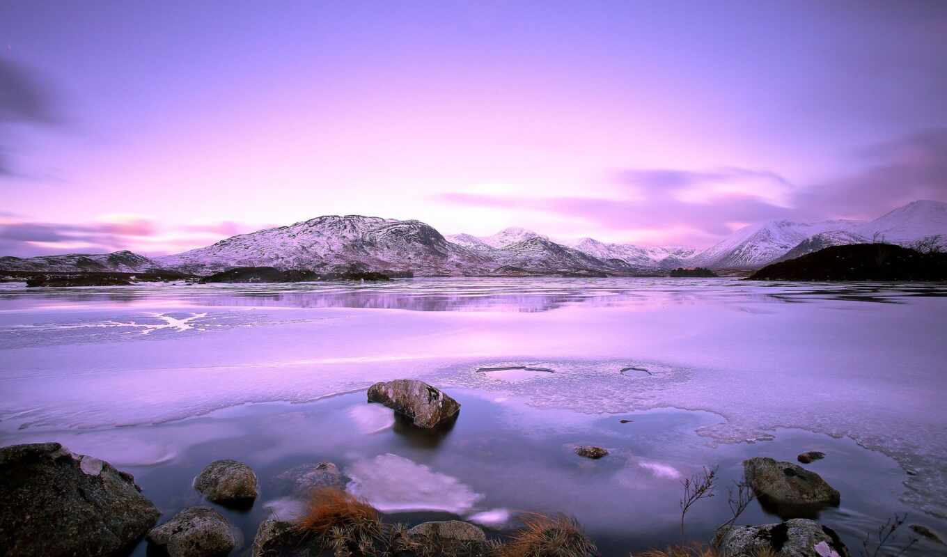 озеро, природа, purple, landscape
