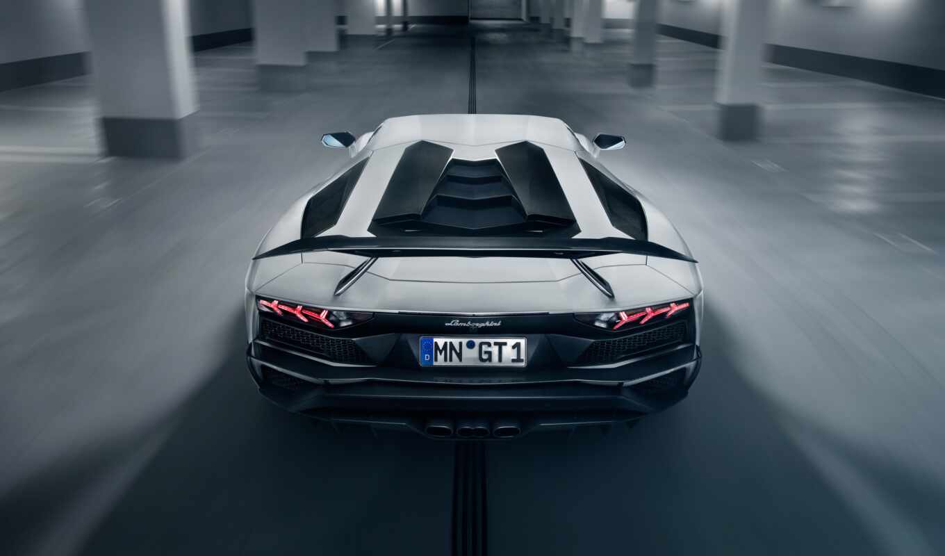 view, from behind, aventador, headlight, supercar