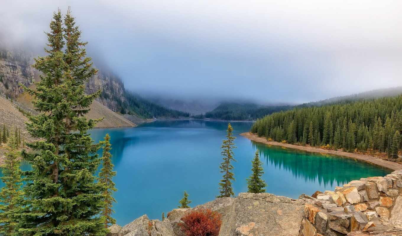 озеро, природа, гора, landscape, канада, banff