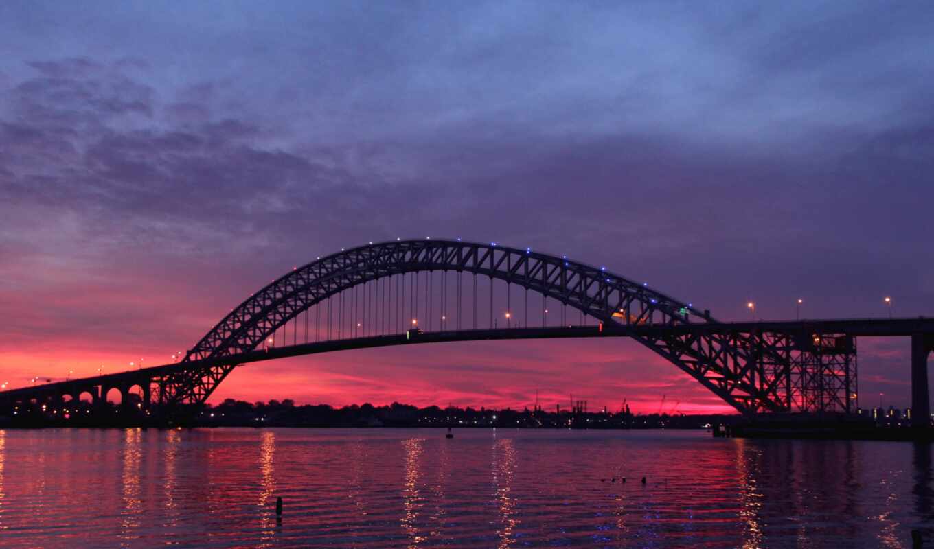 new, Bridge, new, USA, usa, twilight, river, jersey, bayonne