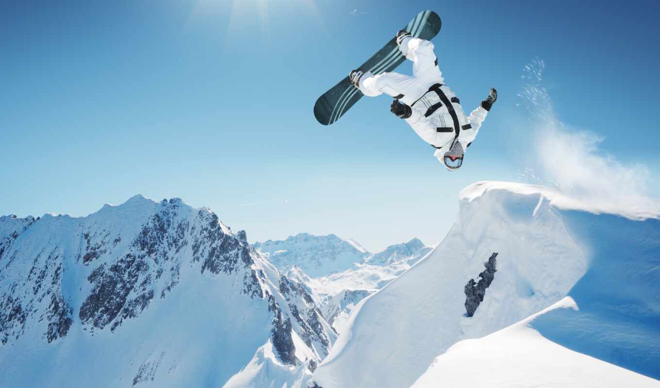 snow, winter, mountain, sport, jump, snowboard, snowboard