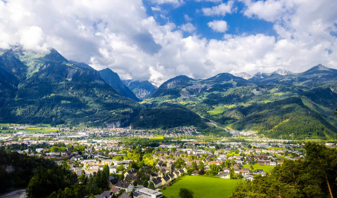 view, at home, cities, landscape, Austria, mountains, panorama, austrian, mountains, above, muttersberg
