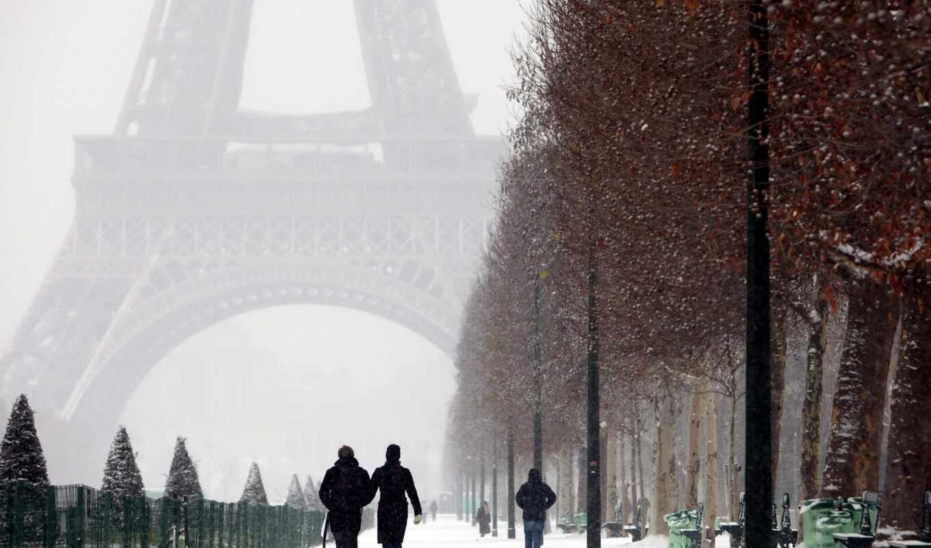 winter, Paris, tower, european, eiffel, France, eifelevyi
