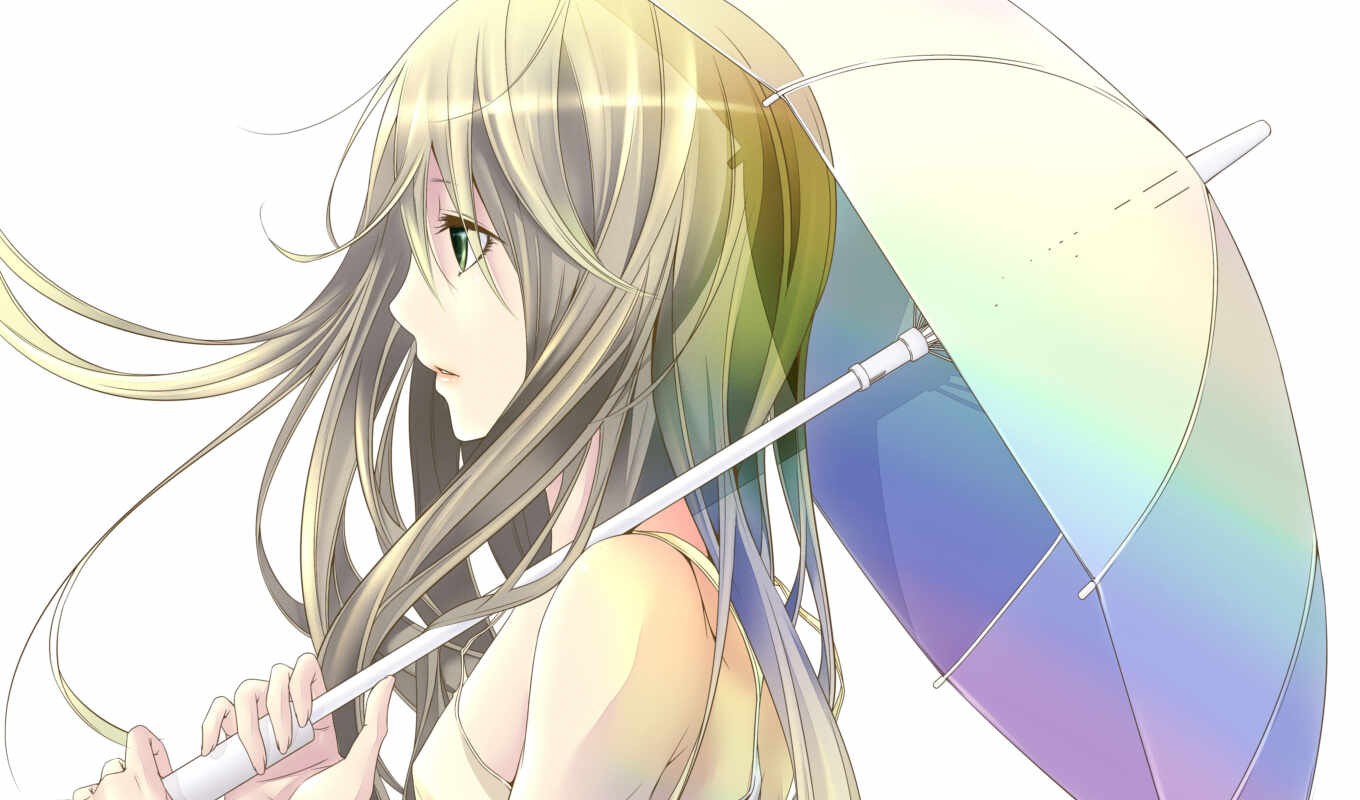 girl, anime, anim, umbrella, illust