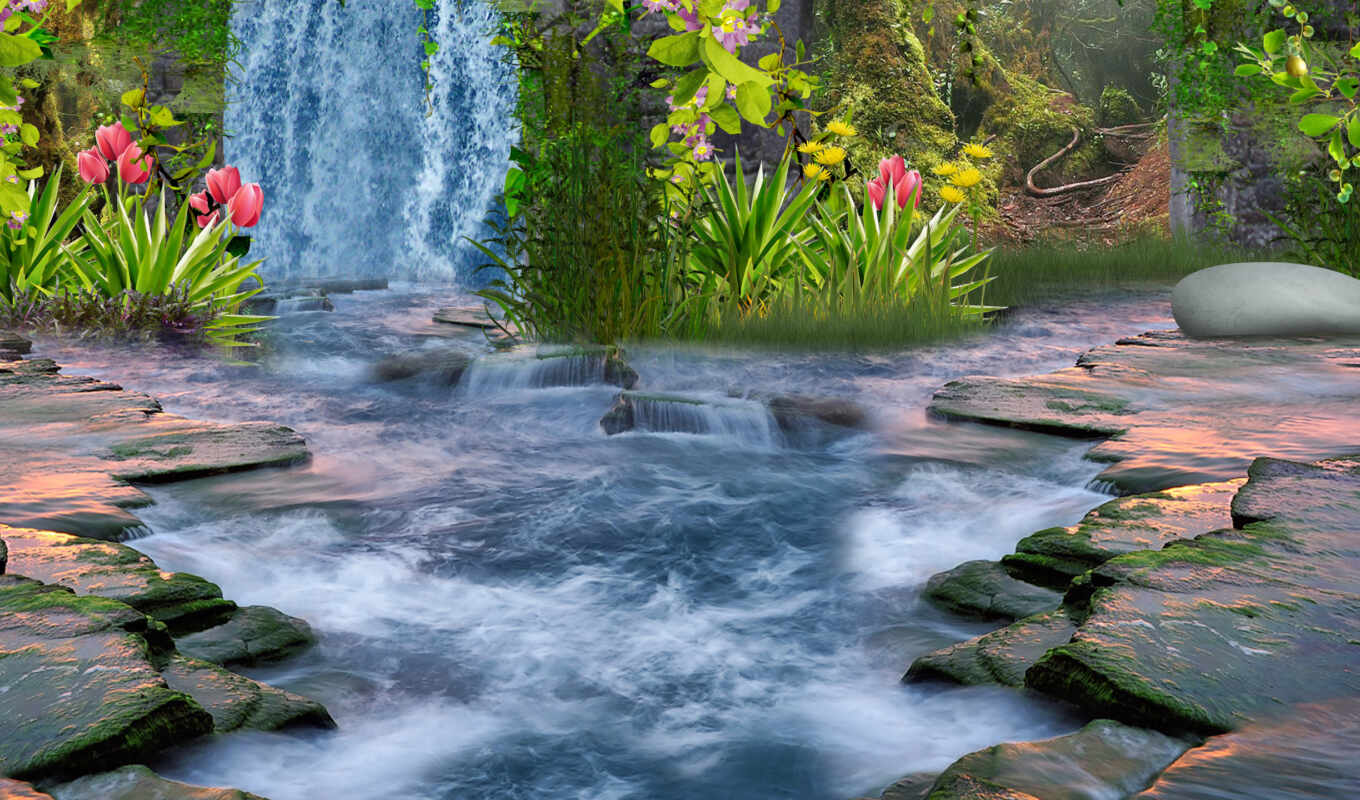 nature, landscapes-, beautiful, landscape, waterfall, waterfalls