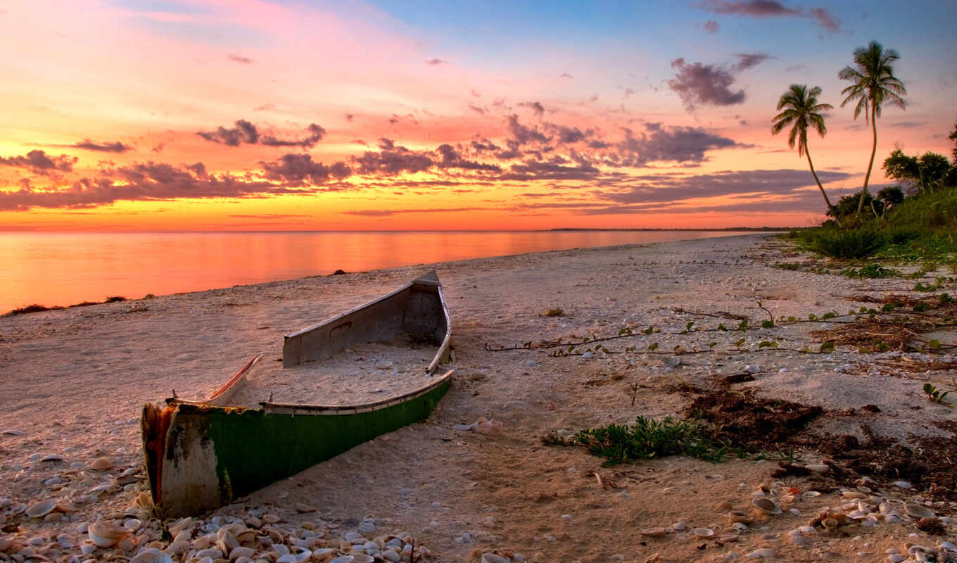 nature, sunset, beach, sea, sand, ocean, a boat, goa, canoe