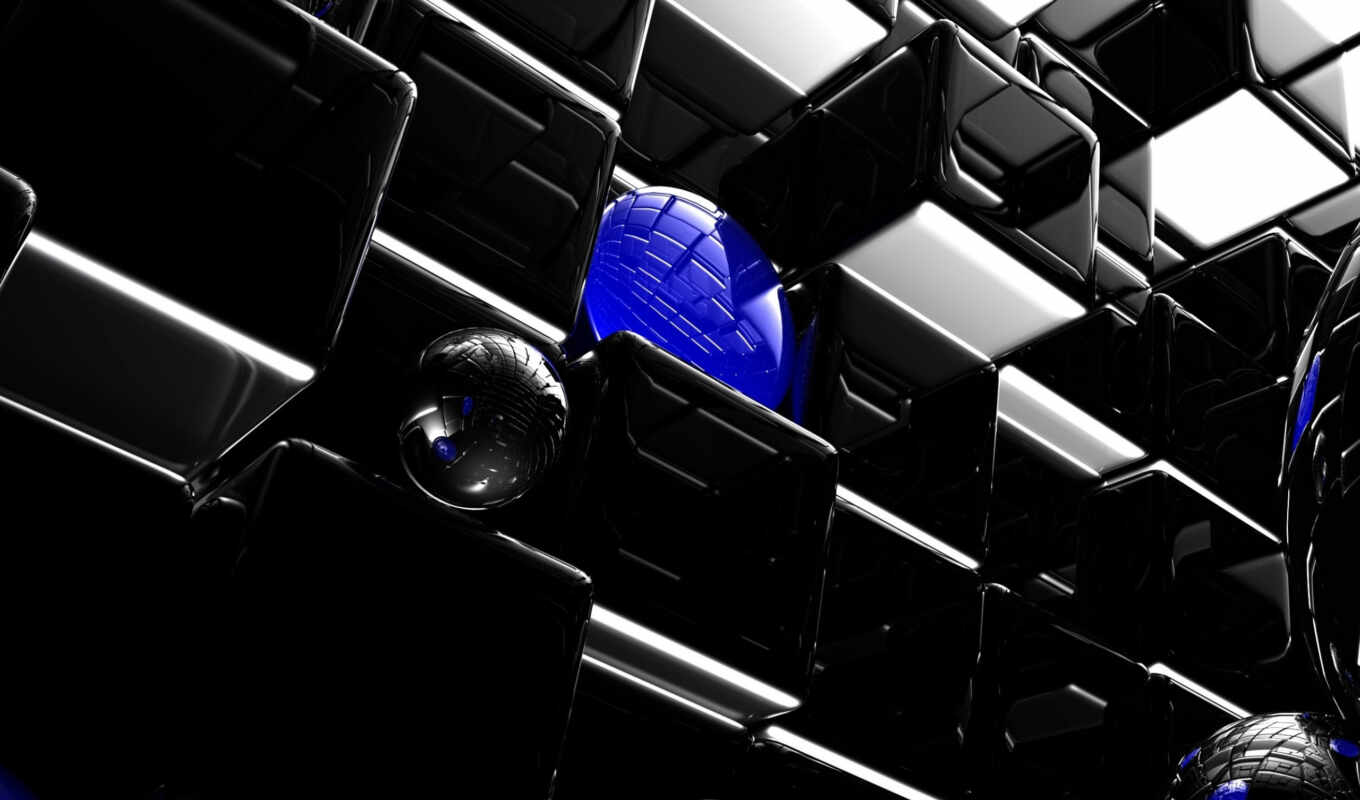 black, cubs, graphics, cubes, rendering, balloons, blue
