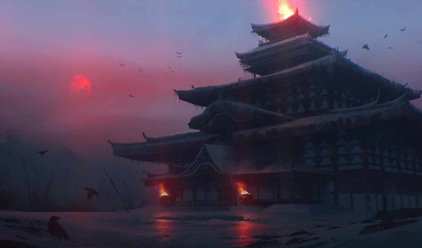 den, tema, японія, пагода, солнце, фотография, замoк, игра, храм, бесплатный, shirokoformatnyi