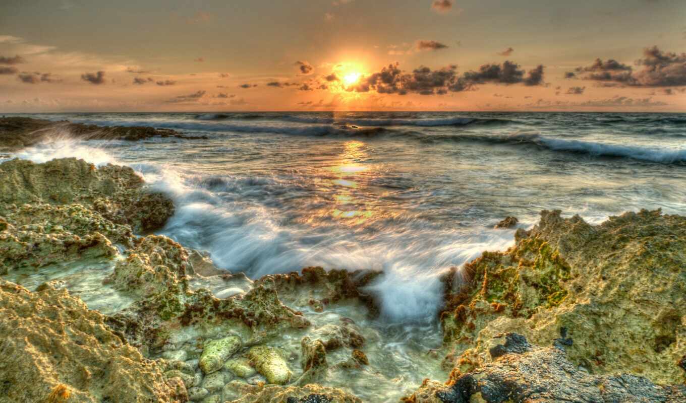 stone, sunset, ocean, hawaii, aloha