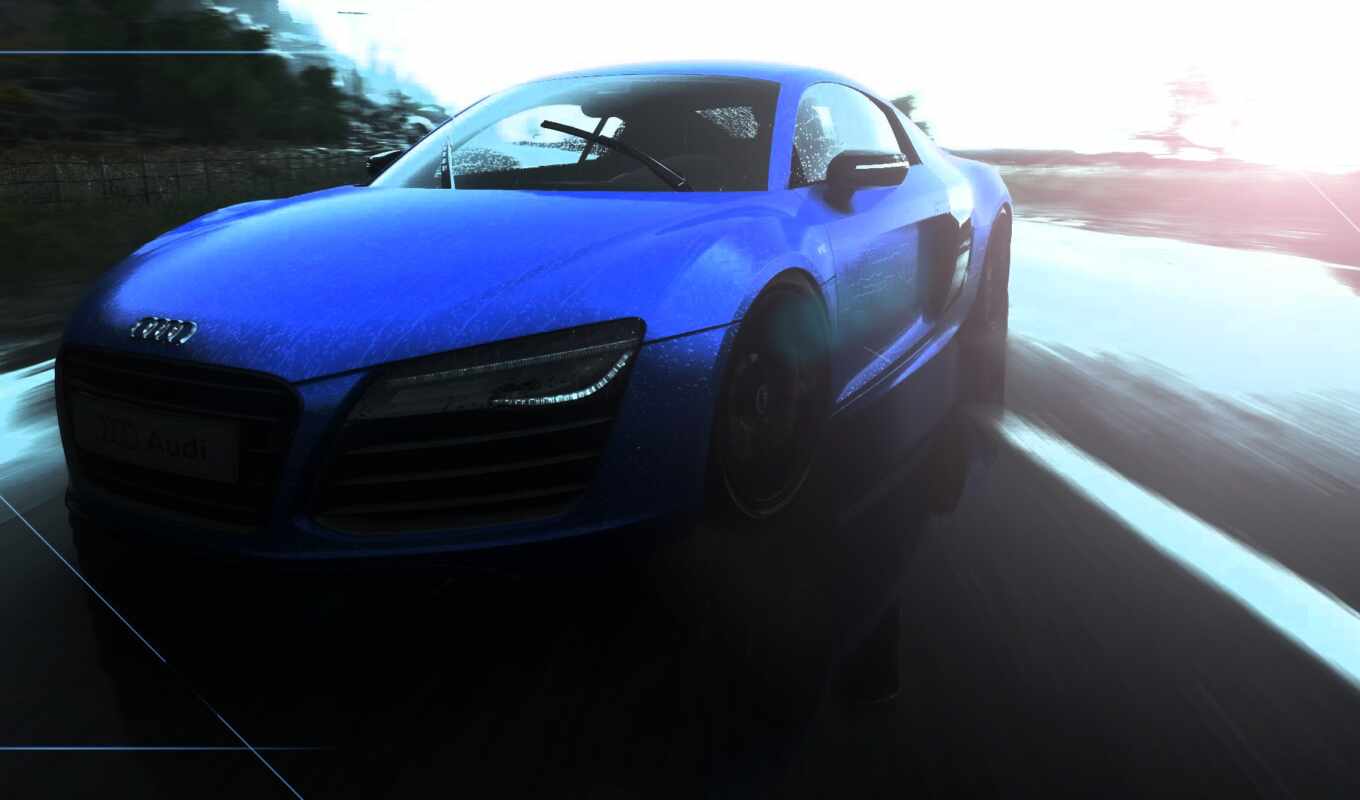 blue, экран, дорога, sunlight, car, drift, отражение, motorsport, размытость, motion, forza