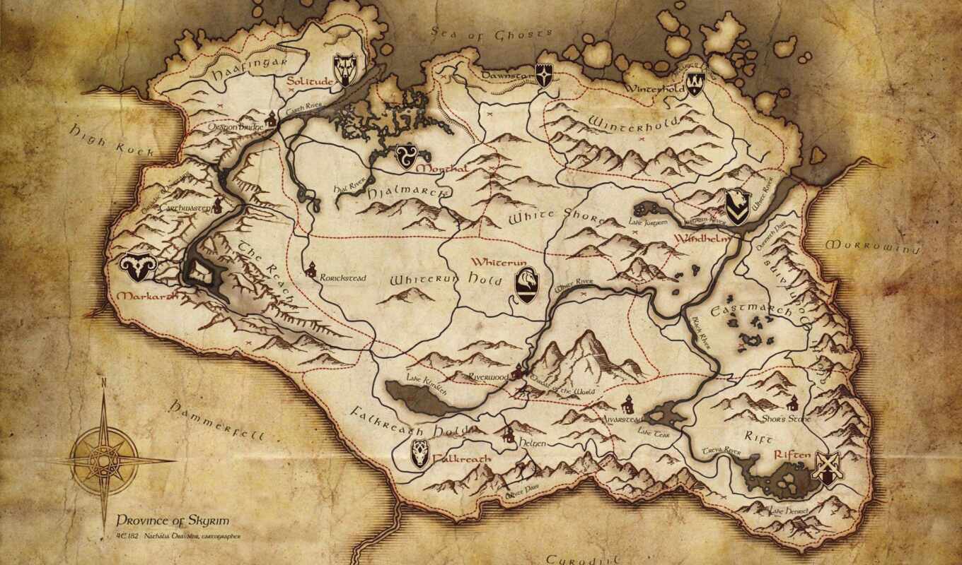 map, skyrim, old, scrolling