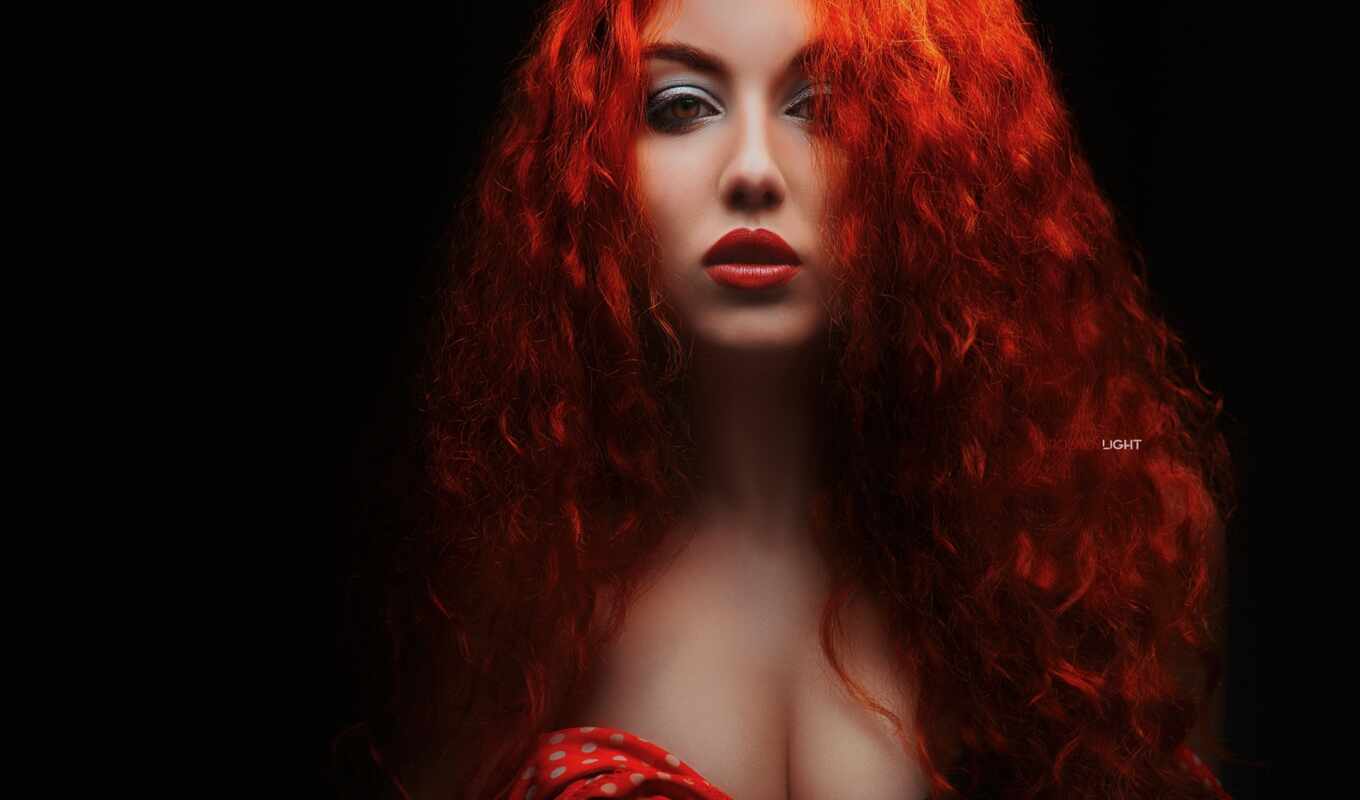 женщина, simple, red, волосы, глаза, long, portrait, смотреть, александр, redhead, макияж