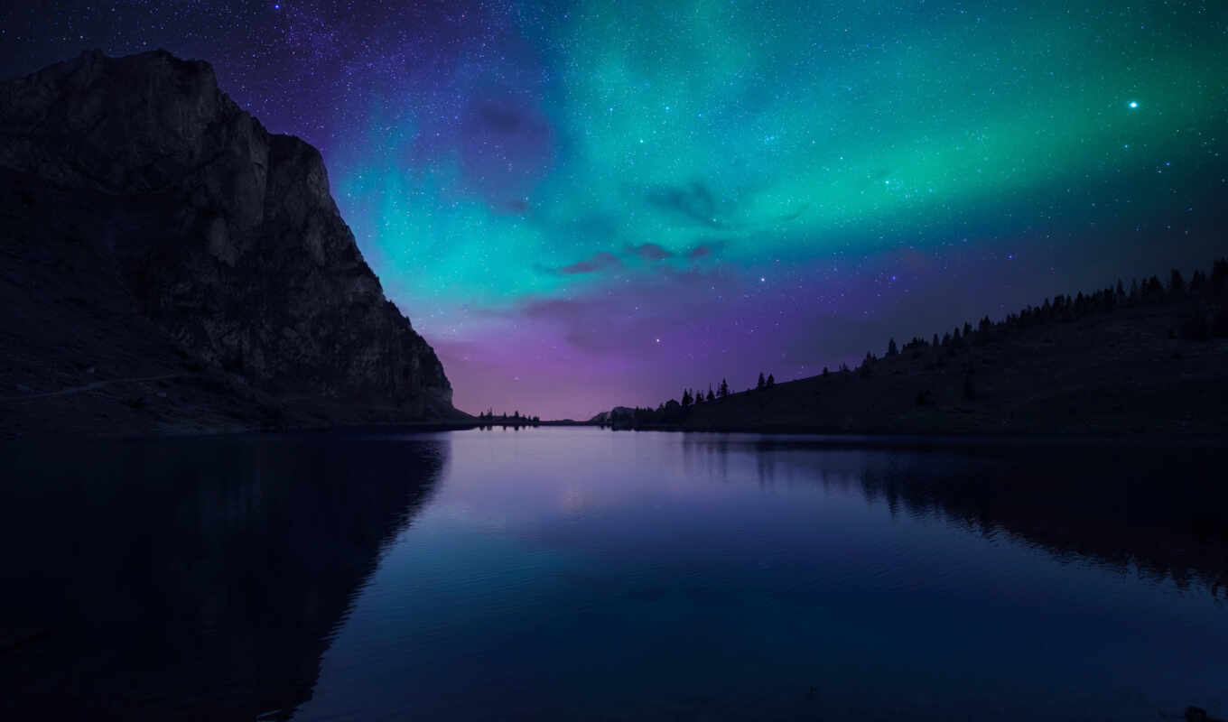 озеро, природа, небо, ночь, florida, aurora