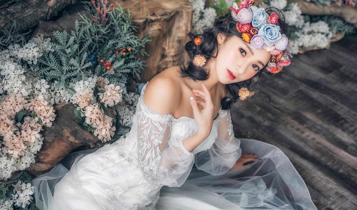 flowers, pic, asian, bride