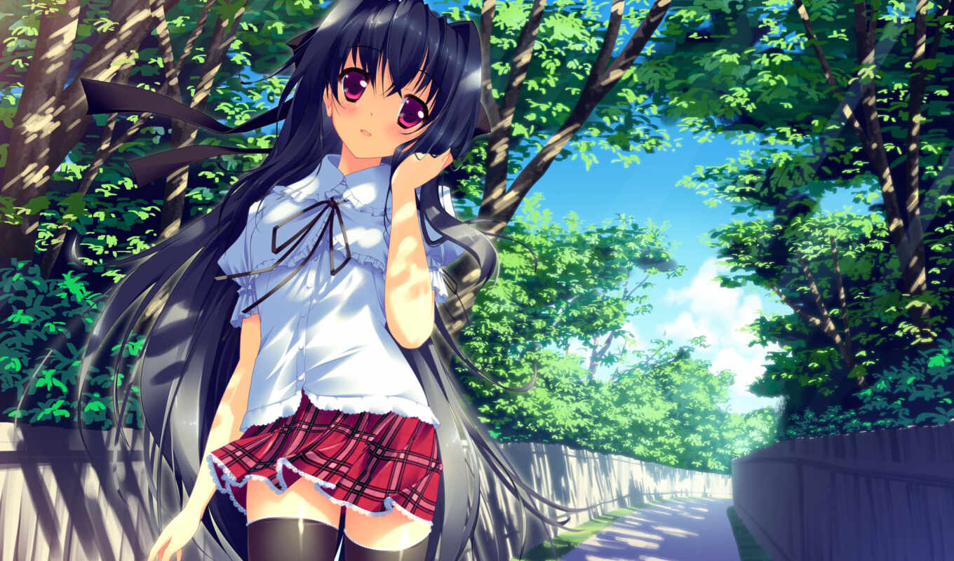 blue, game, red, anime, school, fingers, hair, eyes, brunettes, tags, similar, dien, skirts, uniform, delivery