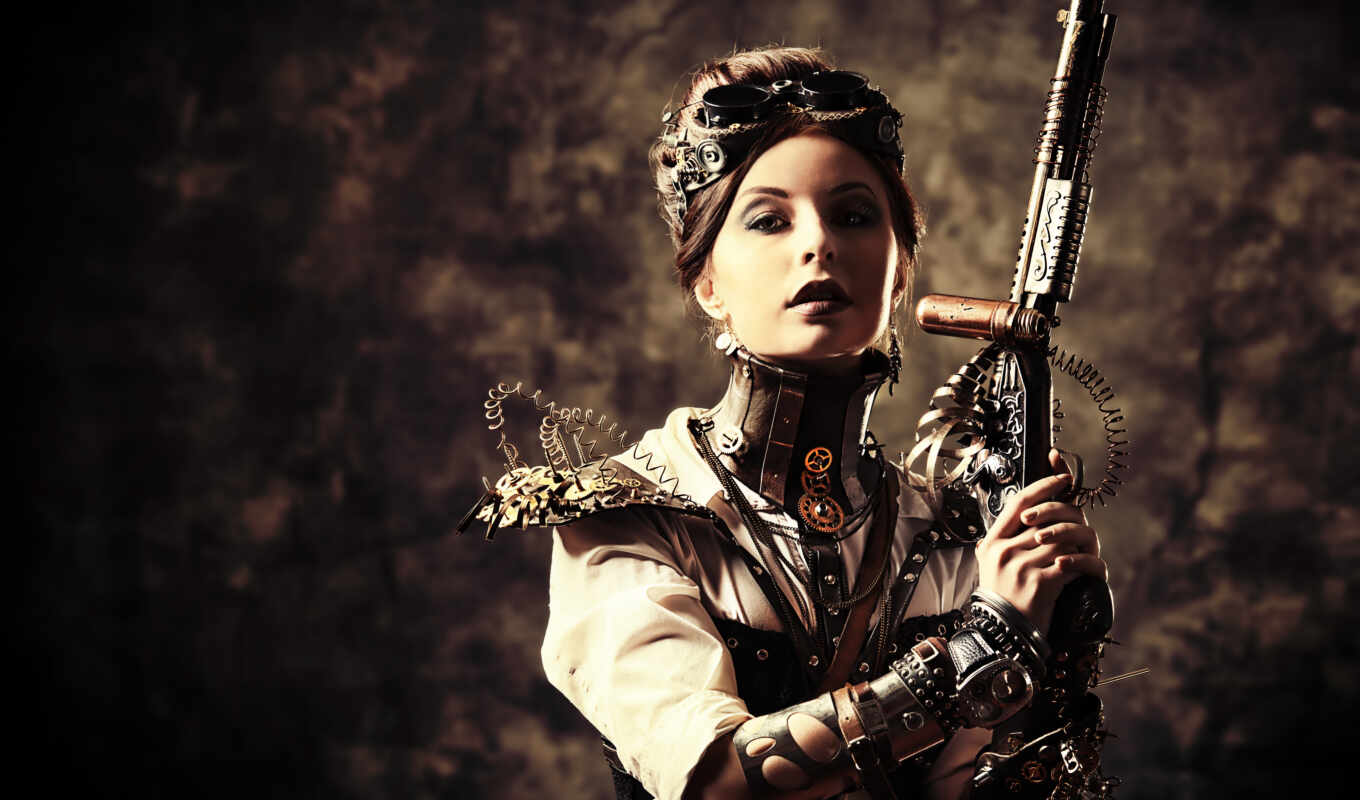 фото, девушка, лицо, женщина, оружие, модель, gallery, steampunk, джин, cosplay, rare