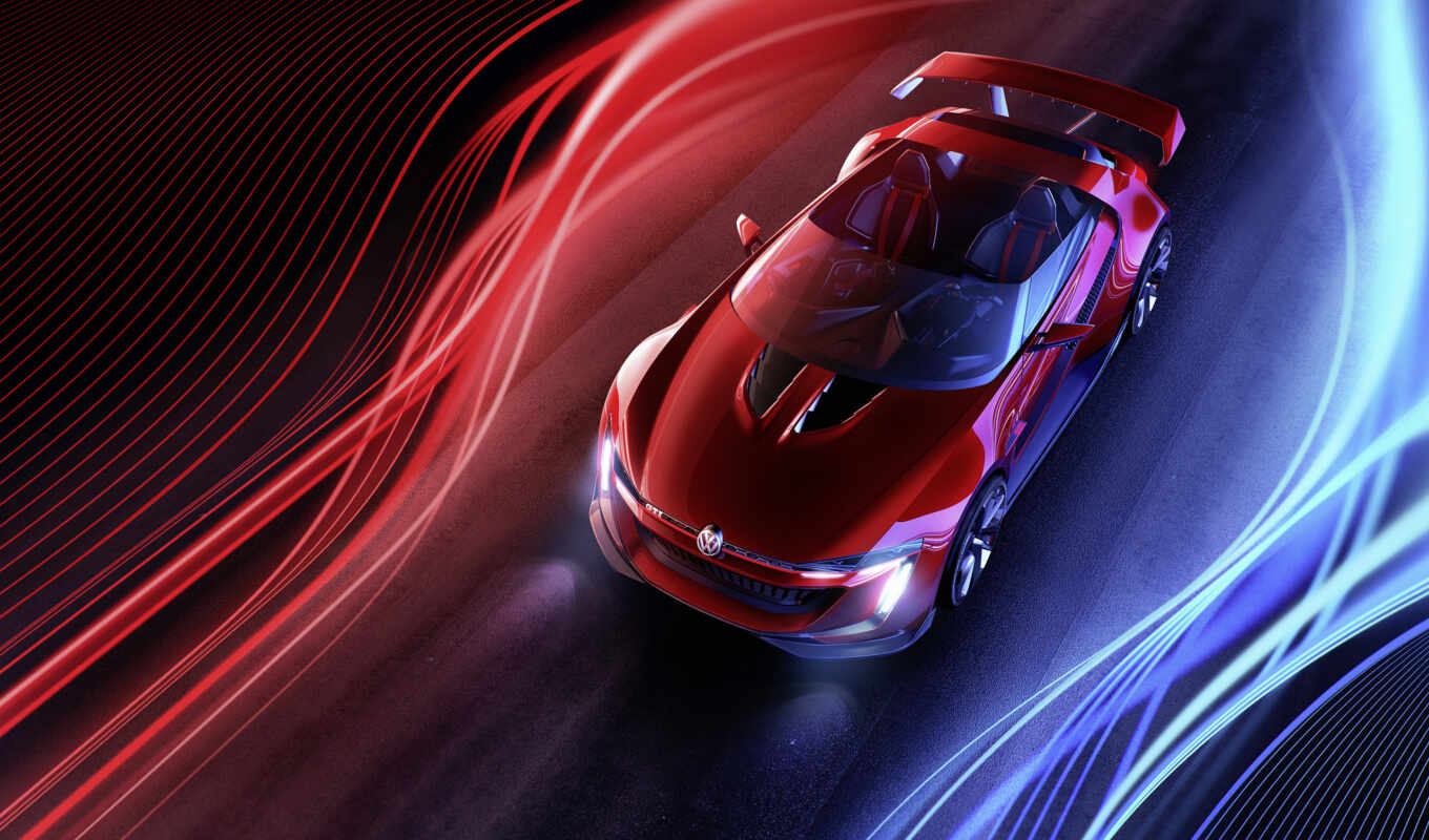 red, concept, roadster, for Volkswagen, gran, tourism, vision, vw, gti