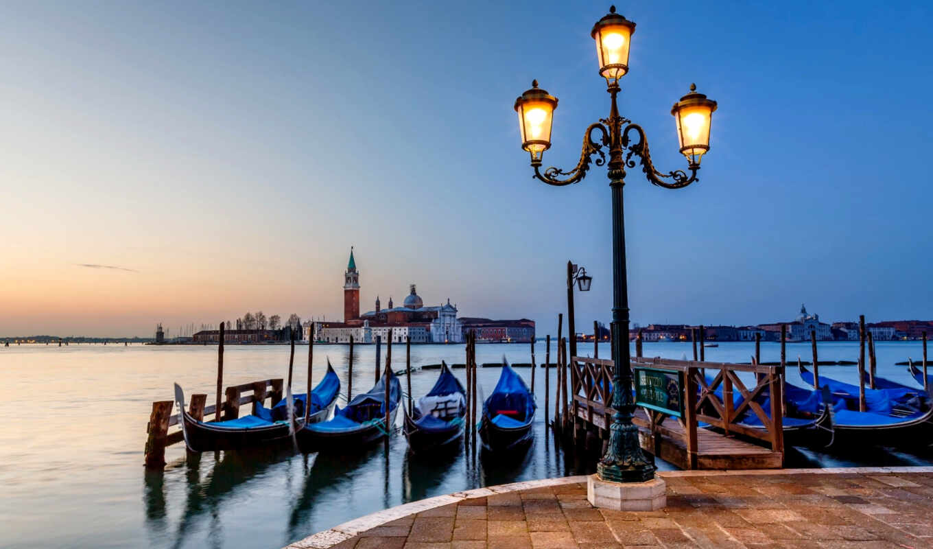 city, channel, italian, island, pier, Venice, gondola, photo wallpapers, to you