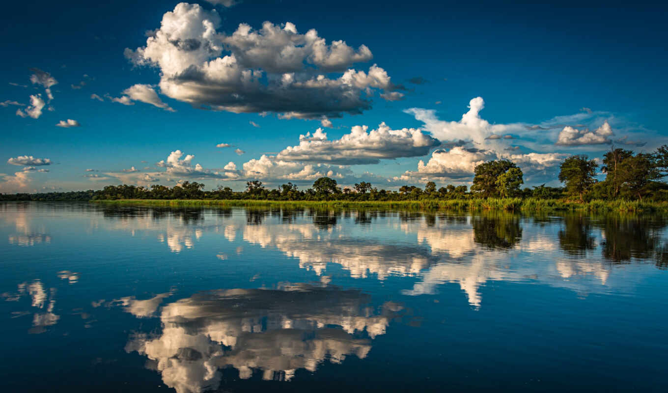 stripe, cloud, fond, river, reflection, Africa, namibia, lake