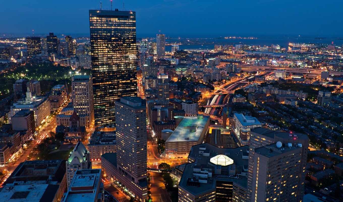 boston, city, building, usa, lights, flag, massachusetts, startups