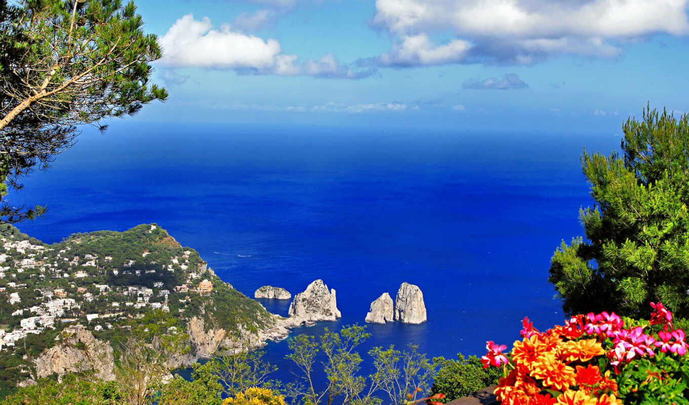 nature, sea, italian, island, coast, beautifully, italy, Capri, mountains