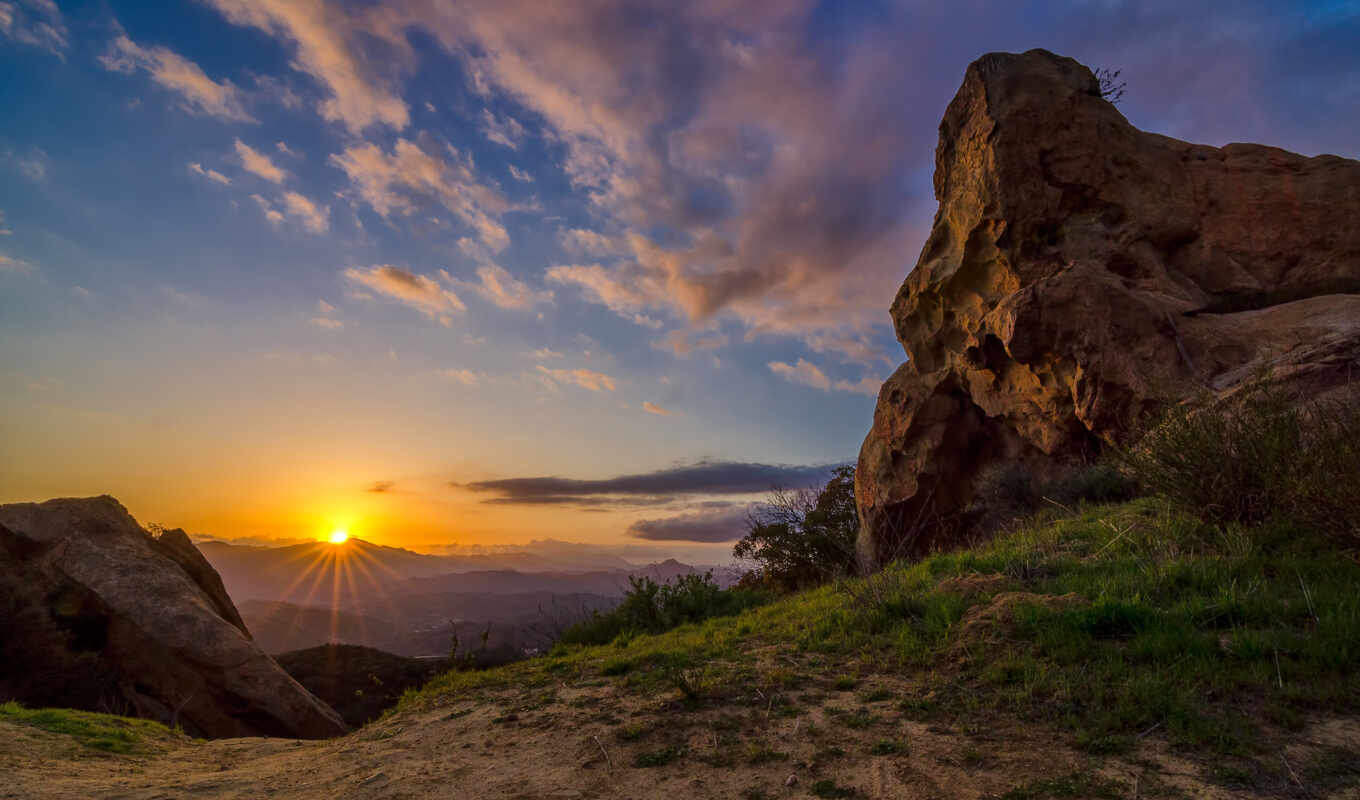 sunset, landscape, california, high, canyon, bryce, mountains, topanga