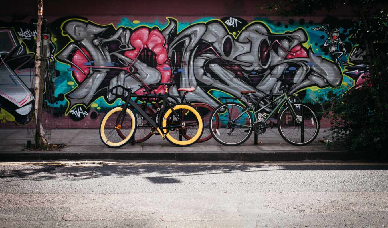 with, picture, pair, free, street, im genes, graffiti, ni-o, bicicle, graphite